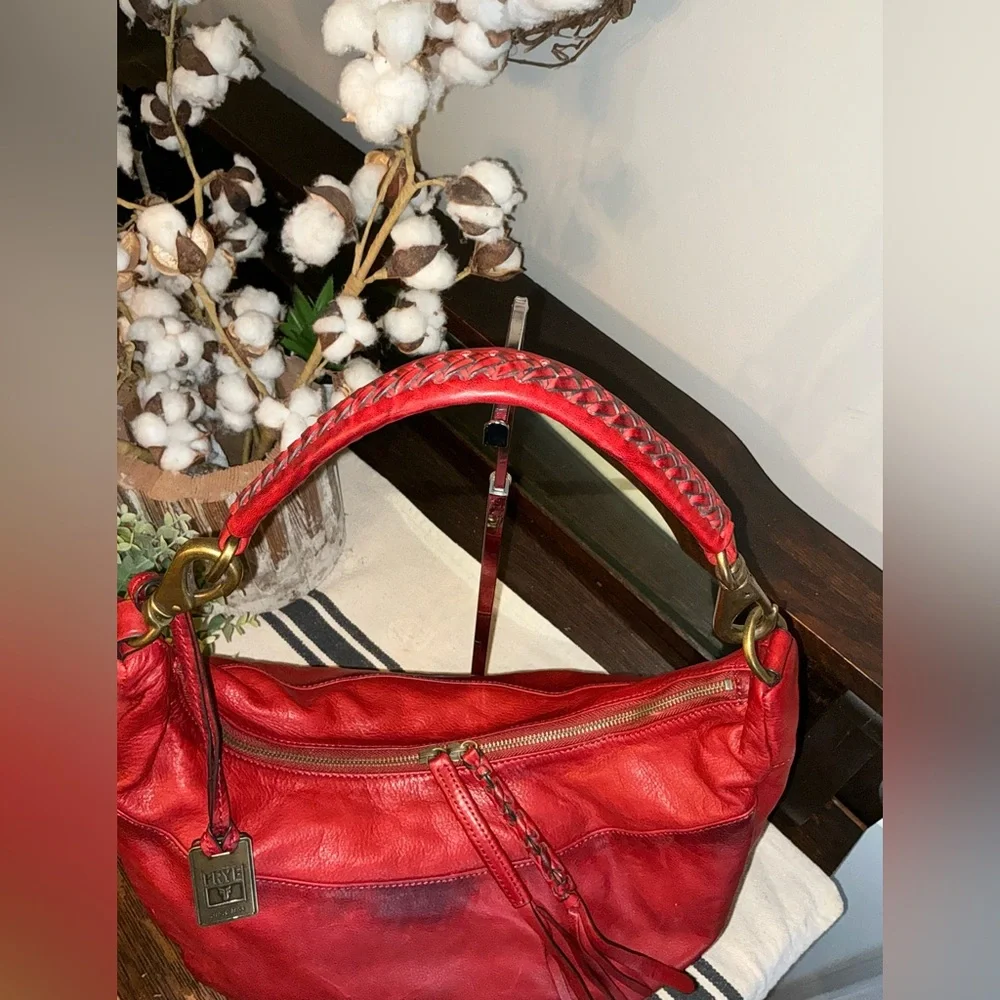 NWOT Frye Jenny Leather Slouch Hobo Shoulder Bag Burnt Red Hangtag Retail $428 - Picture 7 of 14